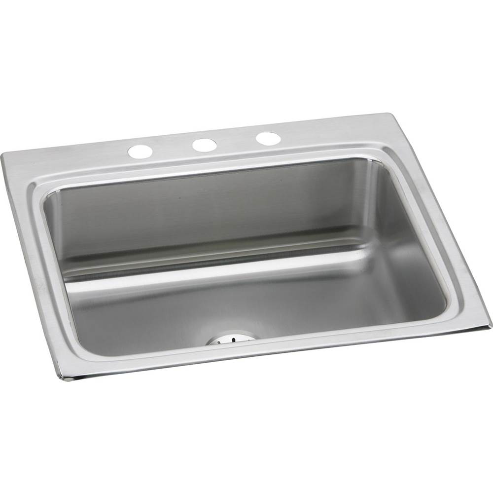 Elkay Lustertone Classic Stainless Steel 25'' x 22'' x 8-1/8'', 2-Hole Single Bowl Drop-in Sink with Perfect Drain