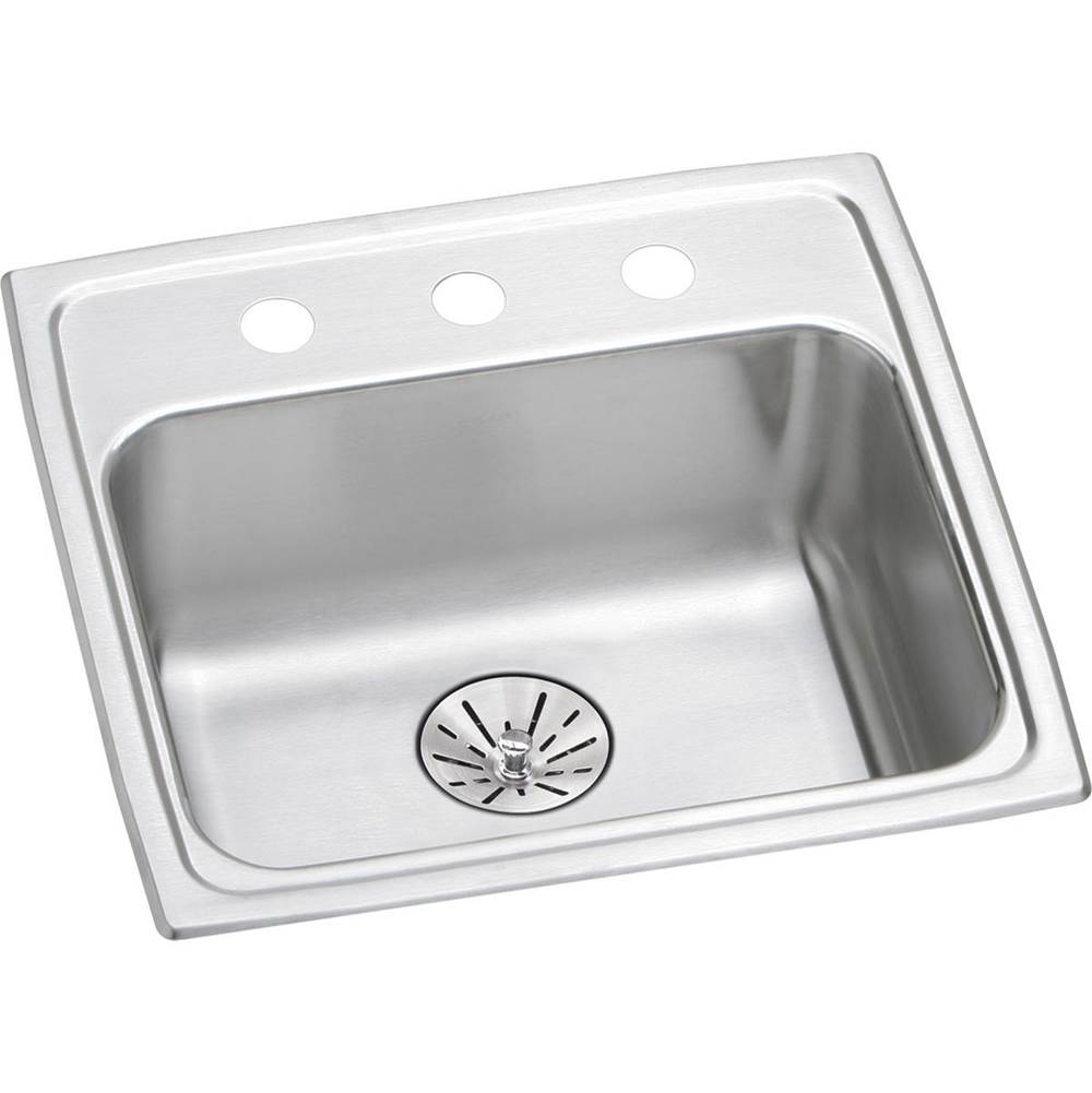 Elkay Lustertone Classic Stainless Steel 19-1/2'' x 19'' x 6-1/2'', Single Bowl Drop-in ADA Sink with Perfect Drain