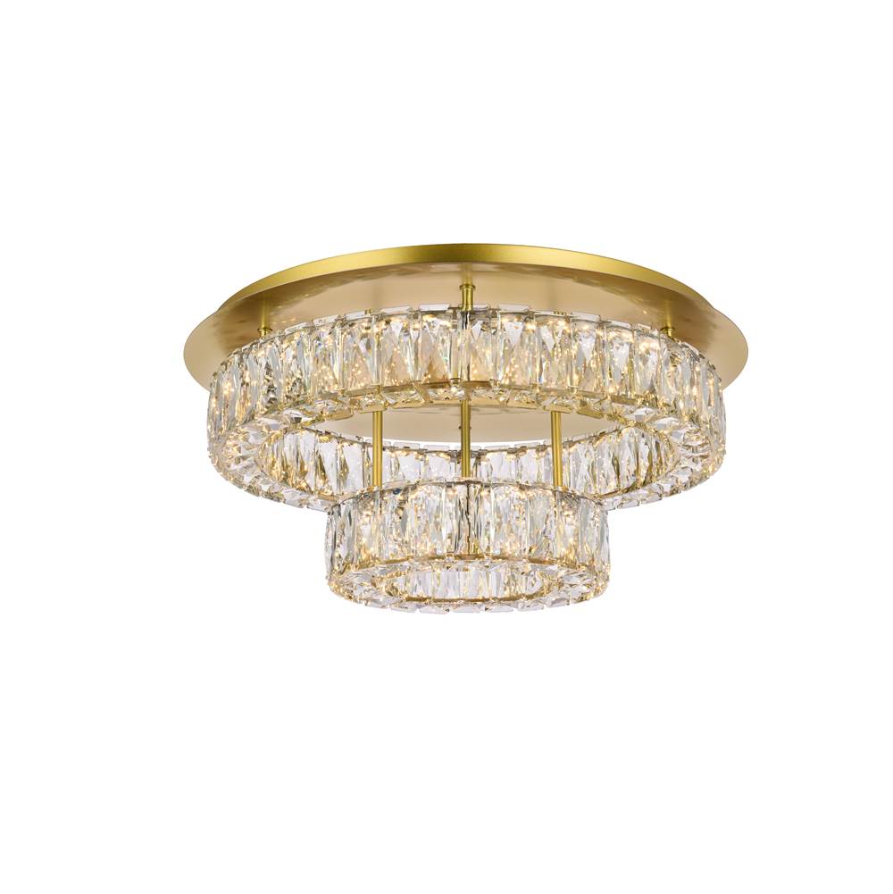 Elegant Lighting Monroe 22 Inch Led Double Flush Mount In Gold