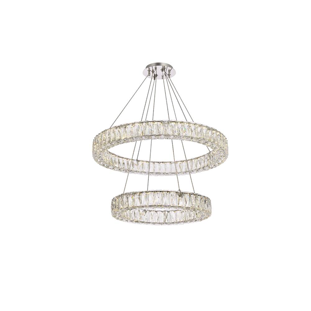 Elegant Lighting Monroe 28 Inch Led Double Ring Chandelier In Chrome
