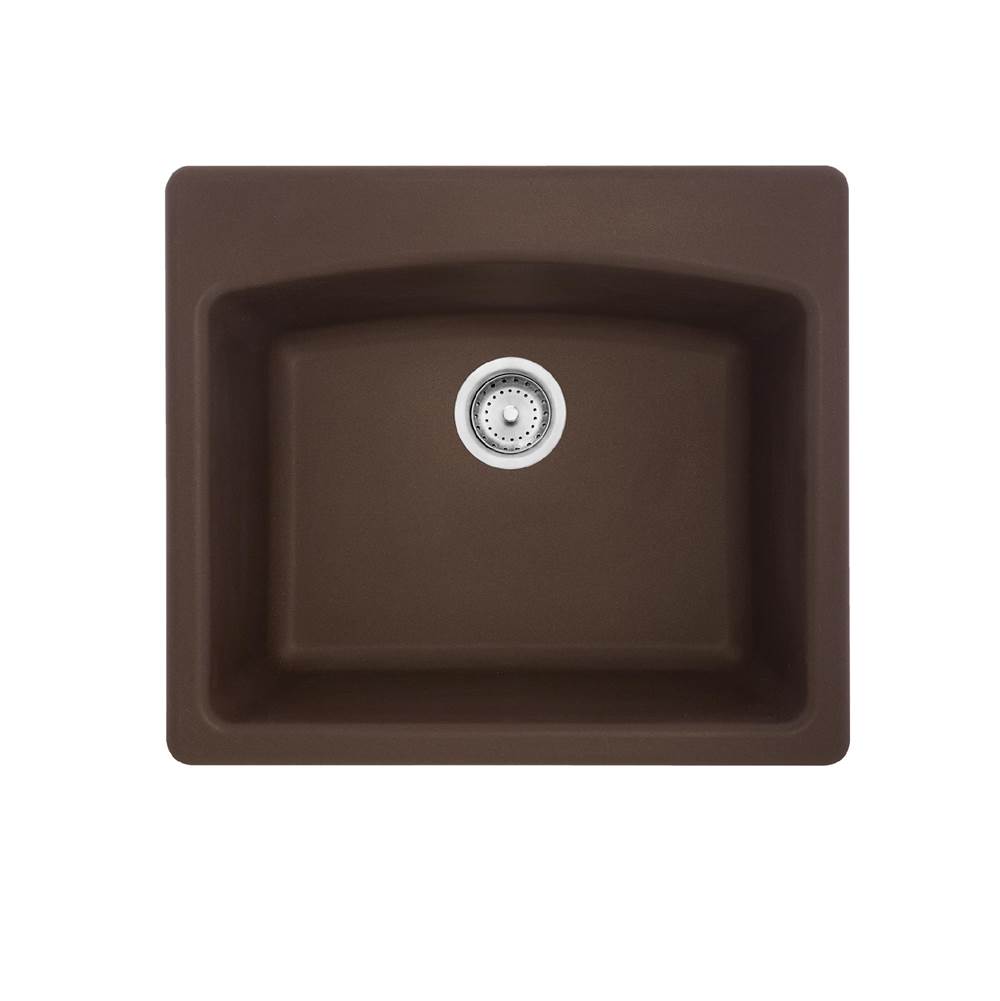 Franke Ellipse 25.0-in. x 22.0-in. Mocha Granite Dual Mount Single Bowl Kitchen Sink - ESDB25229-1