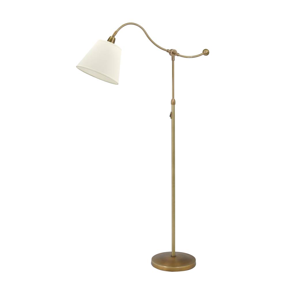 House Of Troy Hyde Park Floor Lamp Weathered Brass w/White Linen Shade