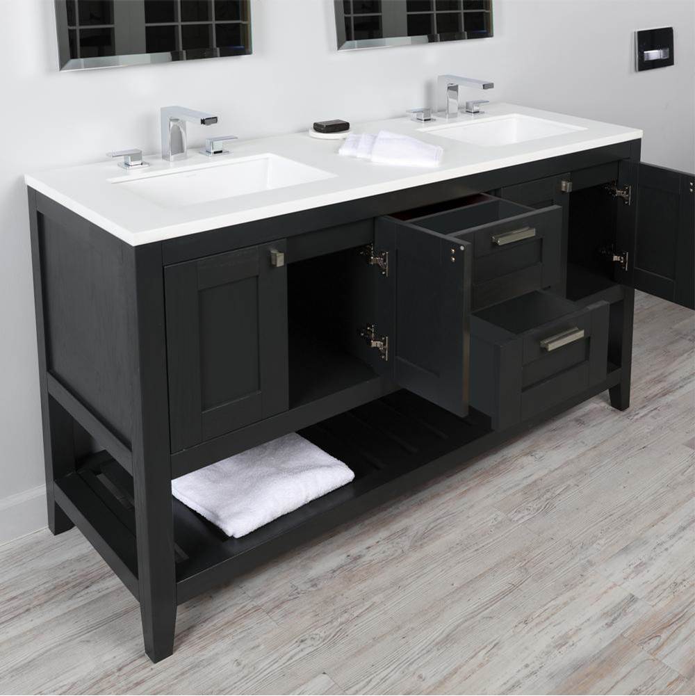 Lacava Free standing under-counter double vanity with two sets of doors(knobs included)on both sides