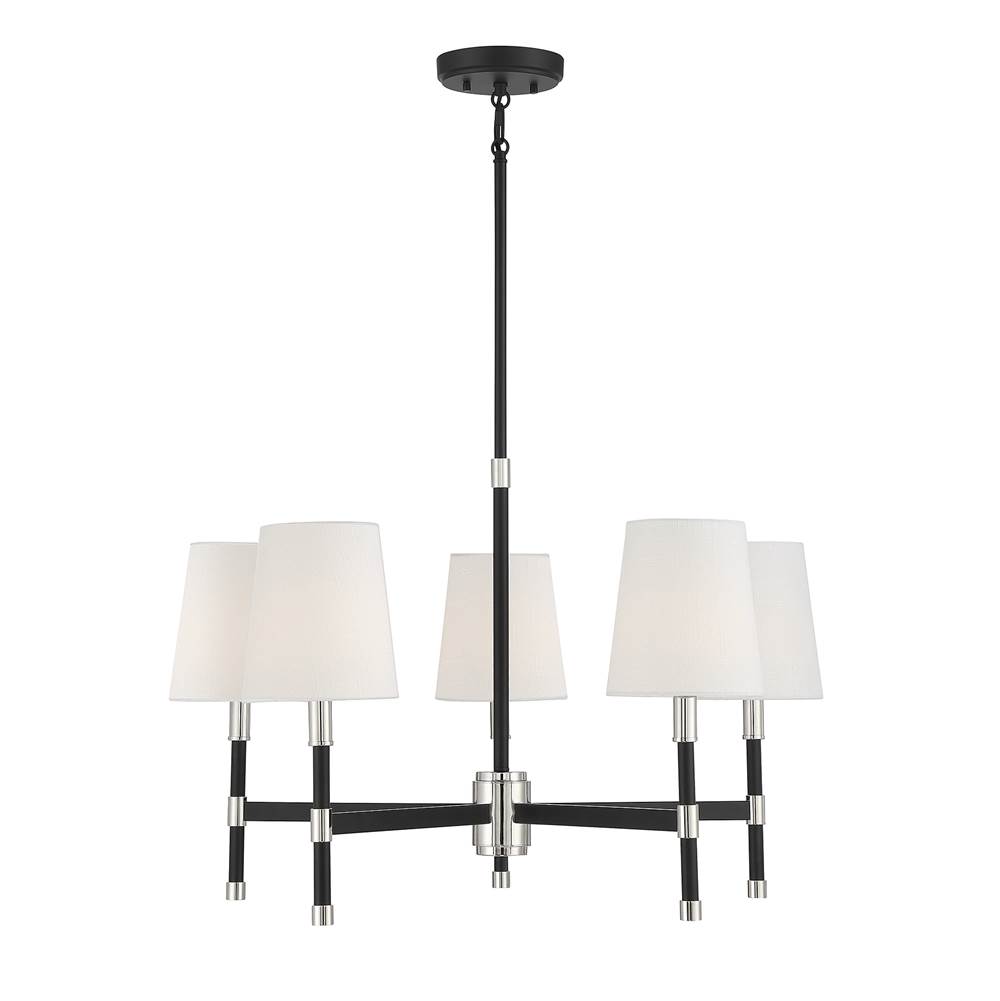 Savoy House Brody 5-Light Chandelier in Matte Black with Polished Nickel Accents