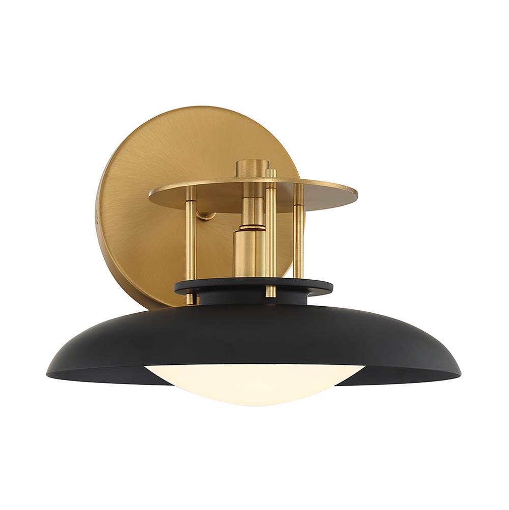 Savoy House Gavin 1-Light Wall Sconce in Matte Black with Warm Brass Accents