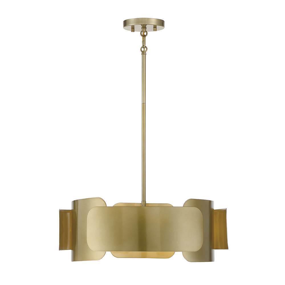 Savoy House 4-Light Pendant in Burnished Brass
